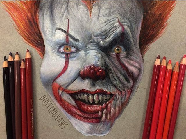 Very cool fan art. - Stephen King, It, Art, Drawing, Pennywise, Horror, Clown