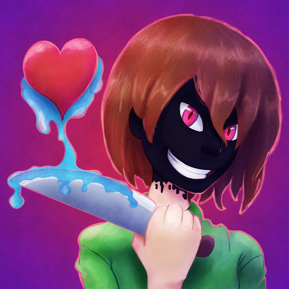 Chara Undertale - My, Chara, Frisk, Undertale, Video game, Indie game, Fan art, Portrait