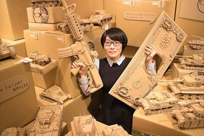 Japanese artist creates tanks, food and other incredible things from old cardboard boxes. - Japan, Things, Longpost