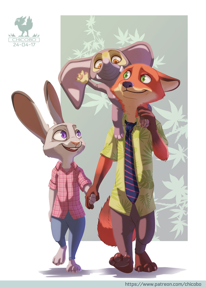 Walk - Zootopia, Art, Nick and Judy, , Finnick the Fennec