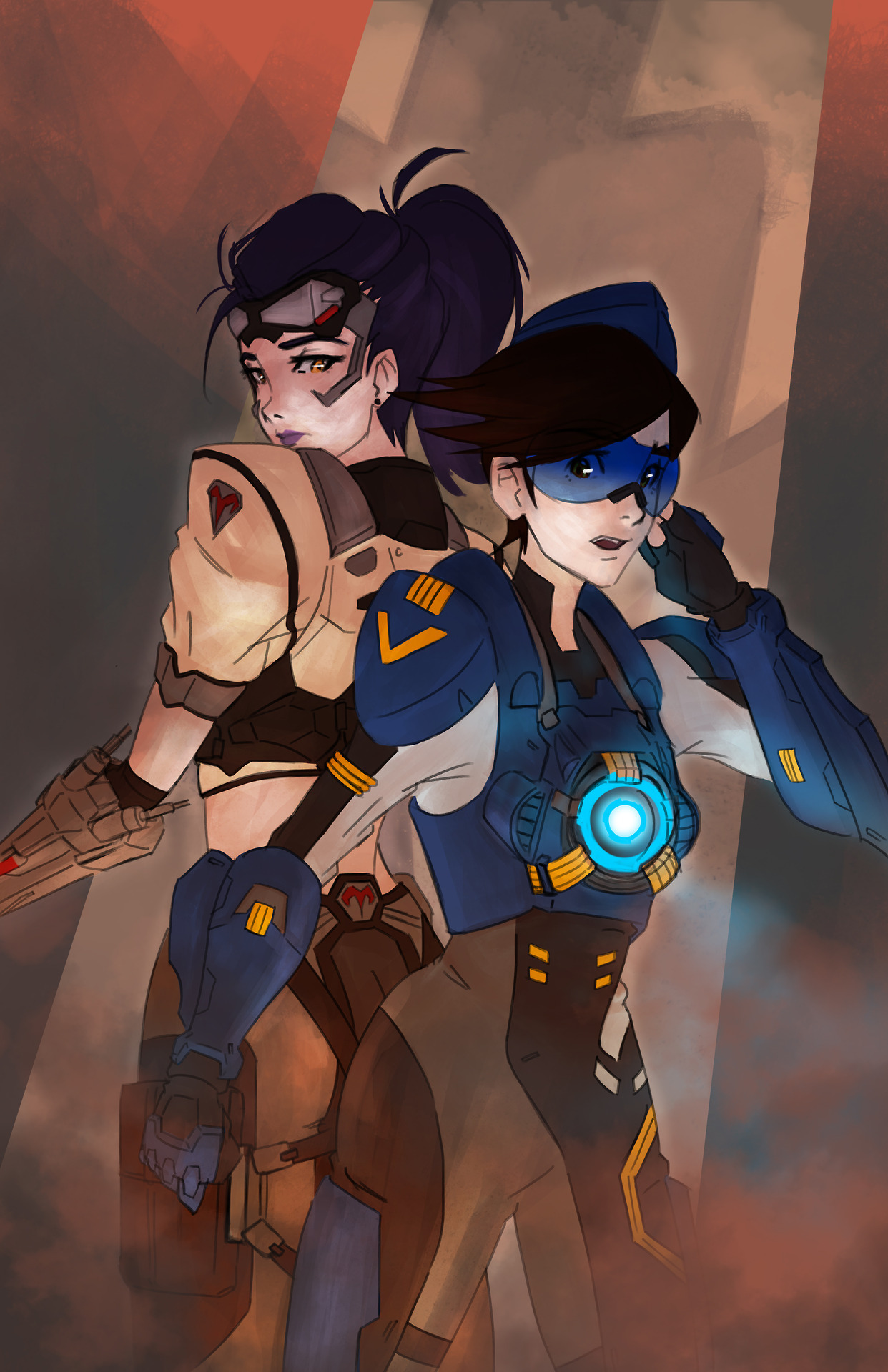 TracerWidow - Tracer, Widowmaker, Widowtracer, Overwatch, Арт, Длиннопост