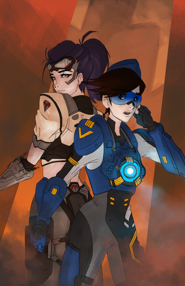 TracerWidow - Tracer, Widowmaker, Widowtracer, Overwatch, Арт, Длиннопост