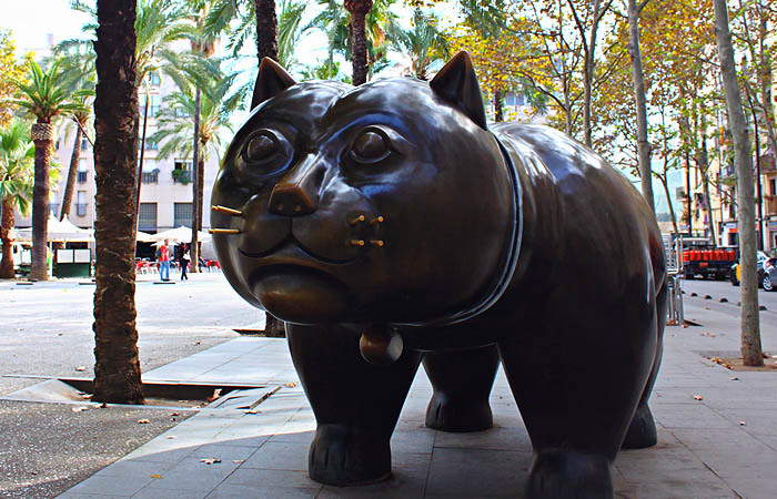 Statue of a cat in Barcelona - cat, Spain, Barcelona, Monument, Longpost, Barcelona city