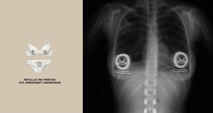 Белье с текстом 4-й поправки к конституции США - США, Нижнее белье, Рентген