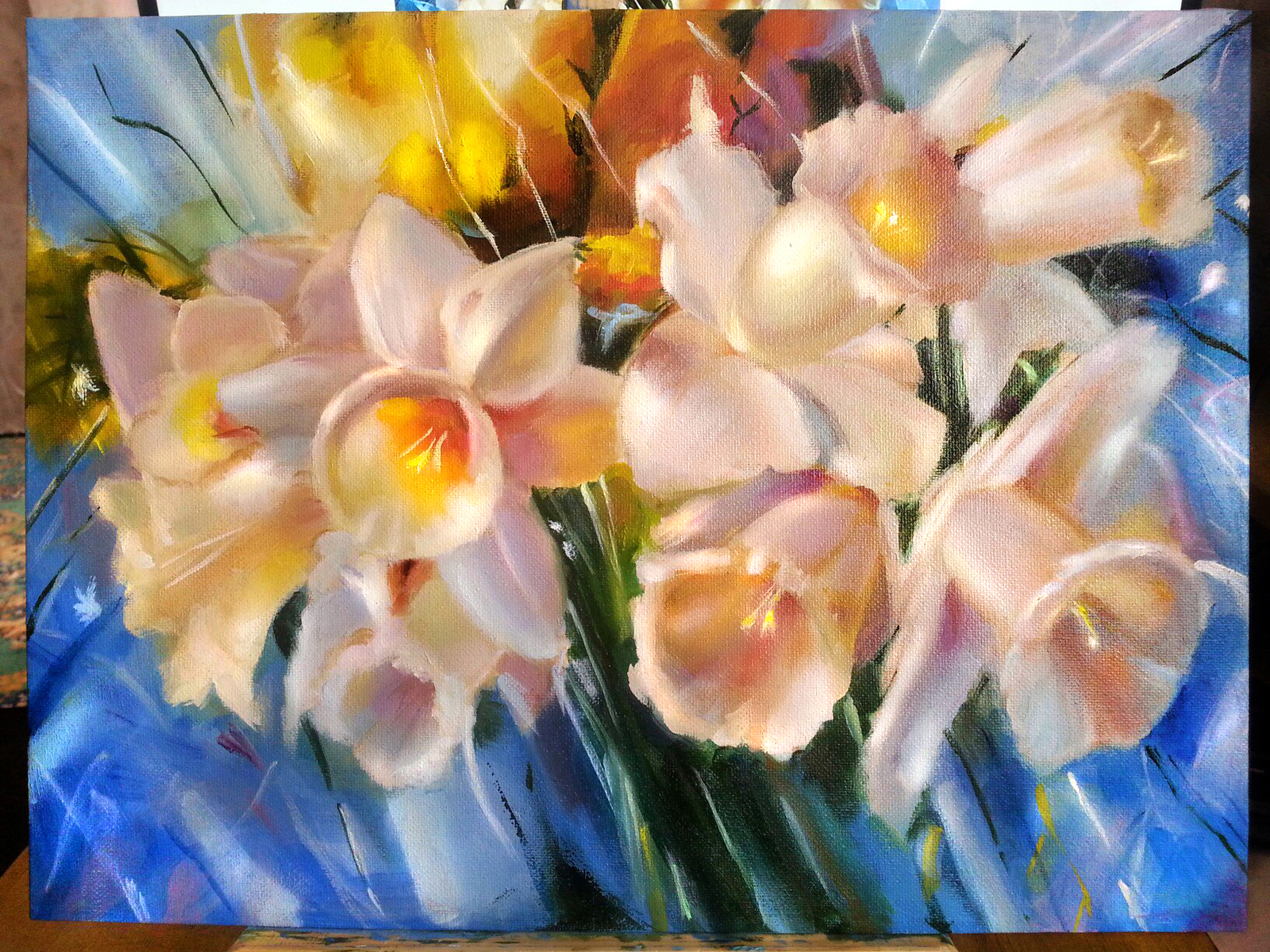 Daffodils - My, Painting, Narcissus, Butter, Copy, Daffodils flowers