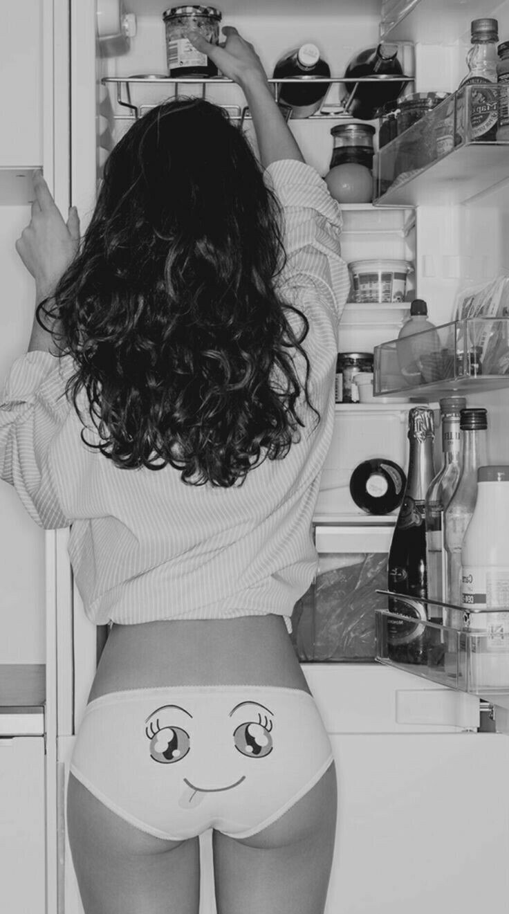 Breakfast time - Girls, Black and white photo, Smile, Food