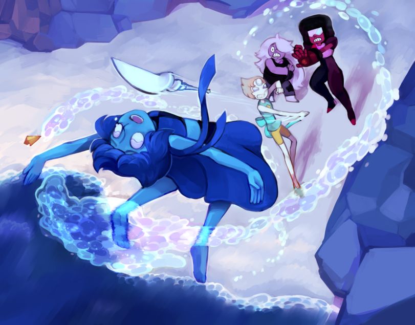 Battle. - Steven universe, Lapis lazuli, Amethyst, Garnet, Pearl
