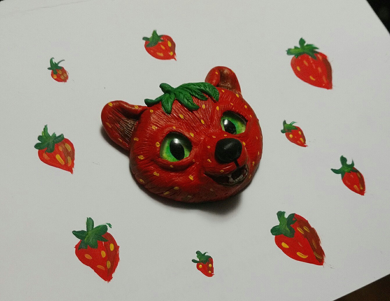 strawberry bear - My, The Bears, Polymer clay, Blanks, Strawberry, Handmade, Strawberry (plant)