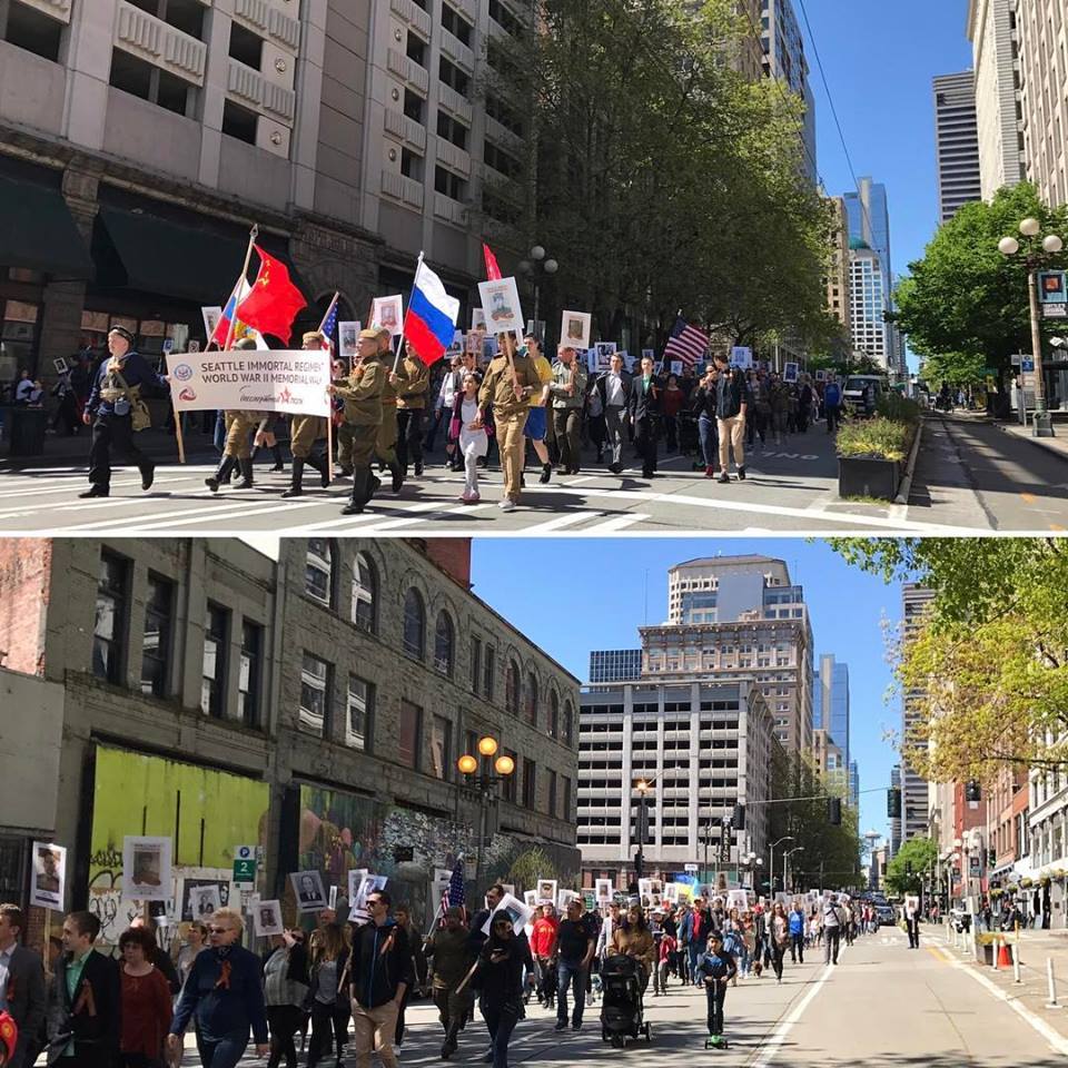 The Immortal Regiment marches through Seattle. - Immortal Regiment, USA, Seattle, 2017, Video, Longpost, May 9, May 9 - Victory Day