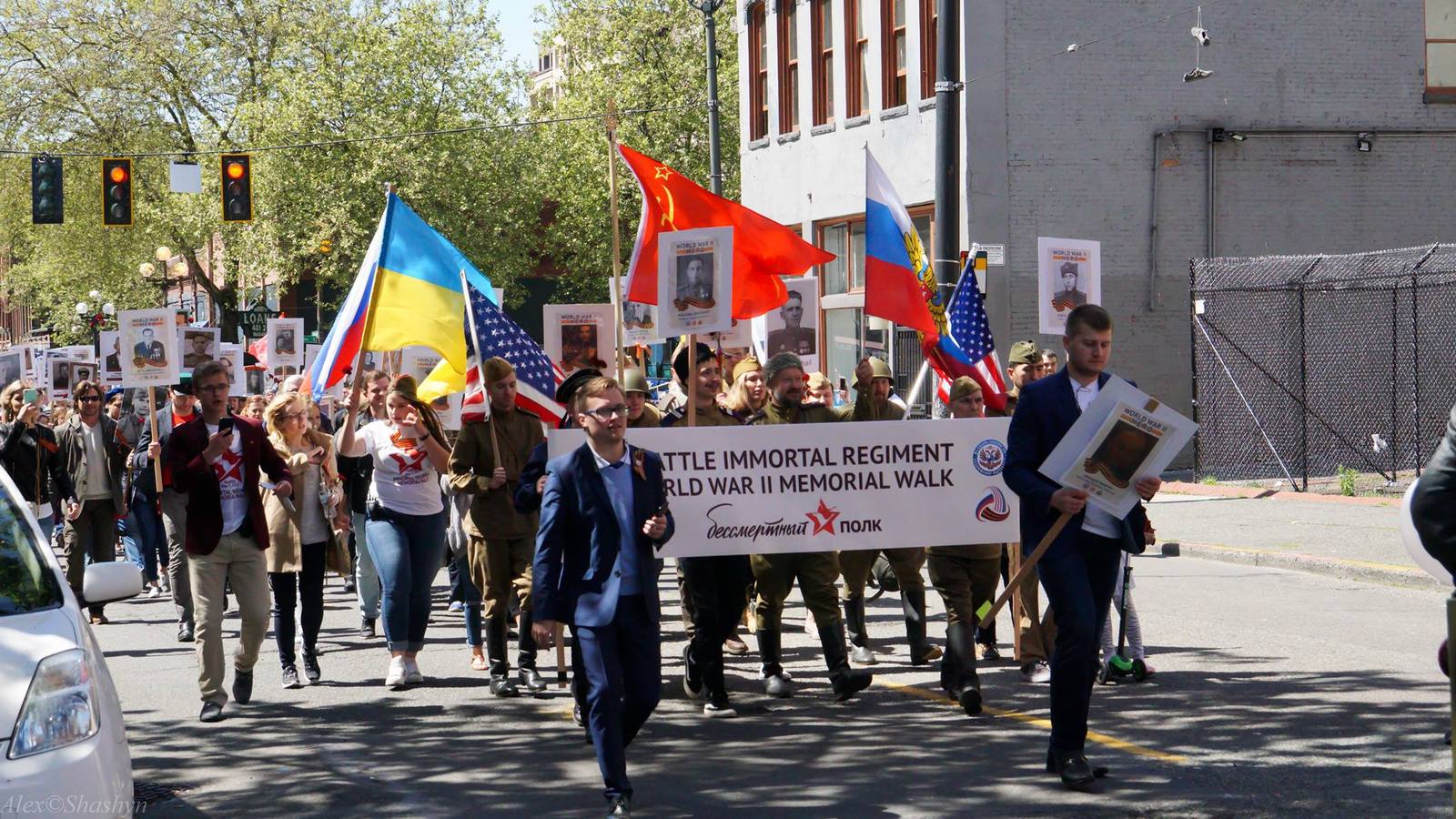 The Immortal Regiment marches through Seattle. - Immortal Regiment, USA, Seattle, 2017, Video, Longpost, May 9, May 9 - Victory Day