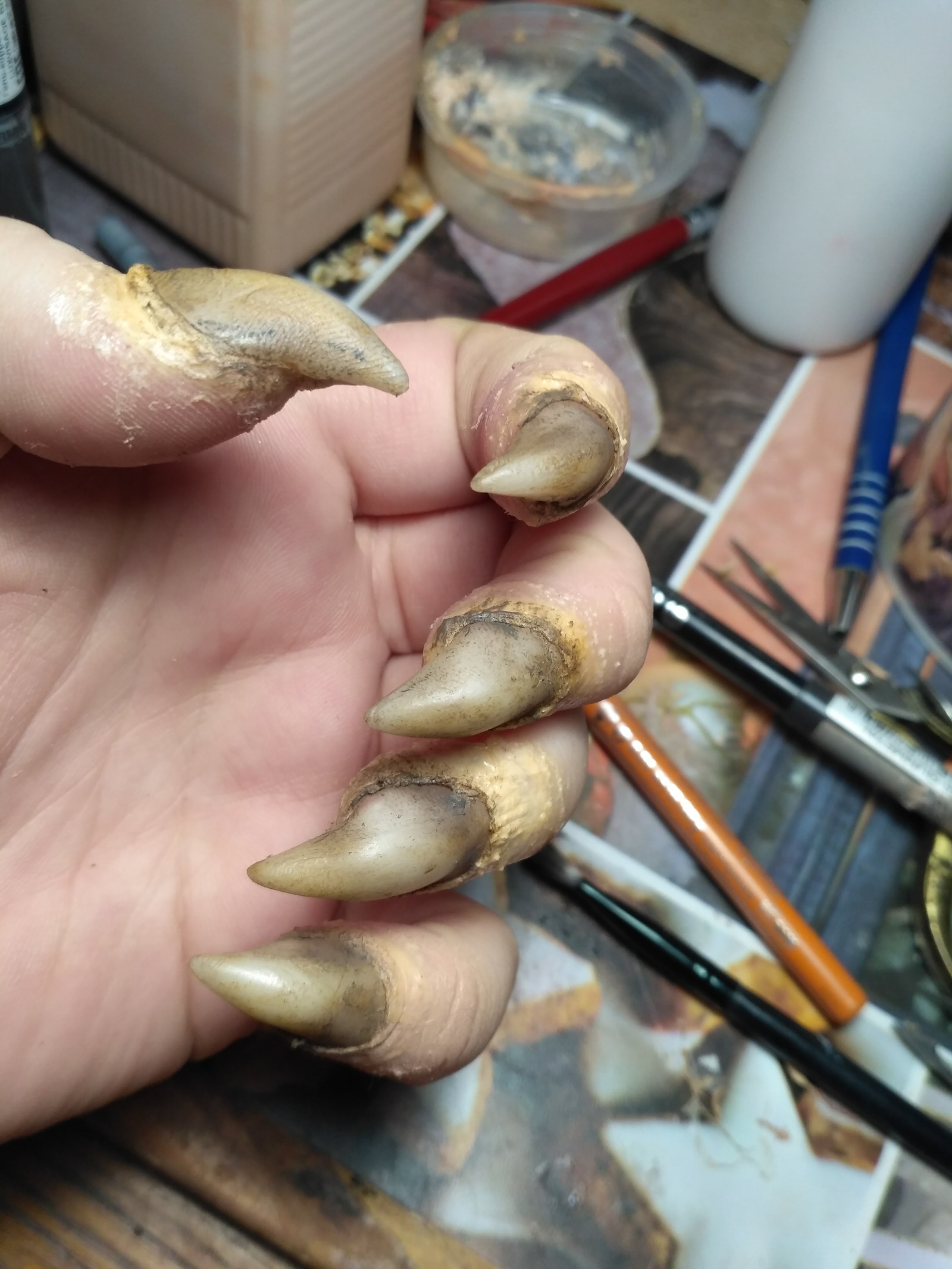 Challenge accepted! Fake claws for Debrito - My, Makeup, Special effects, Claws, Longpost