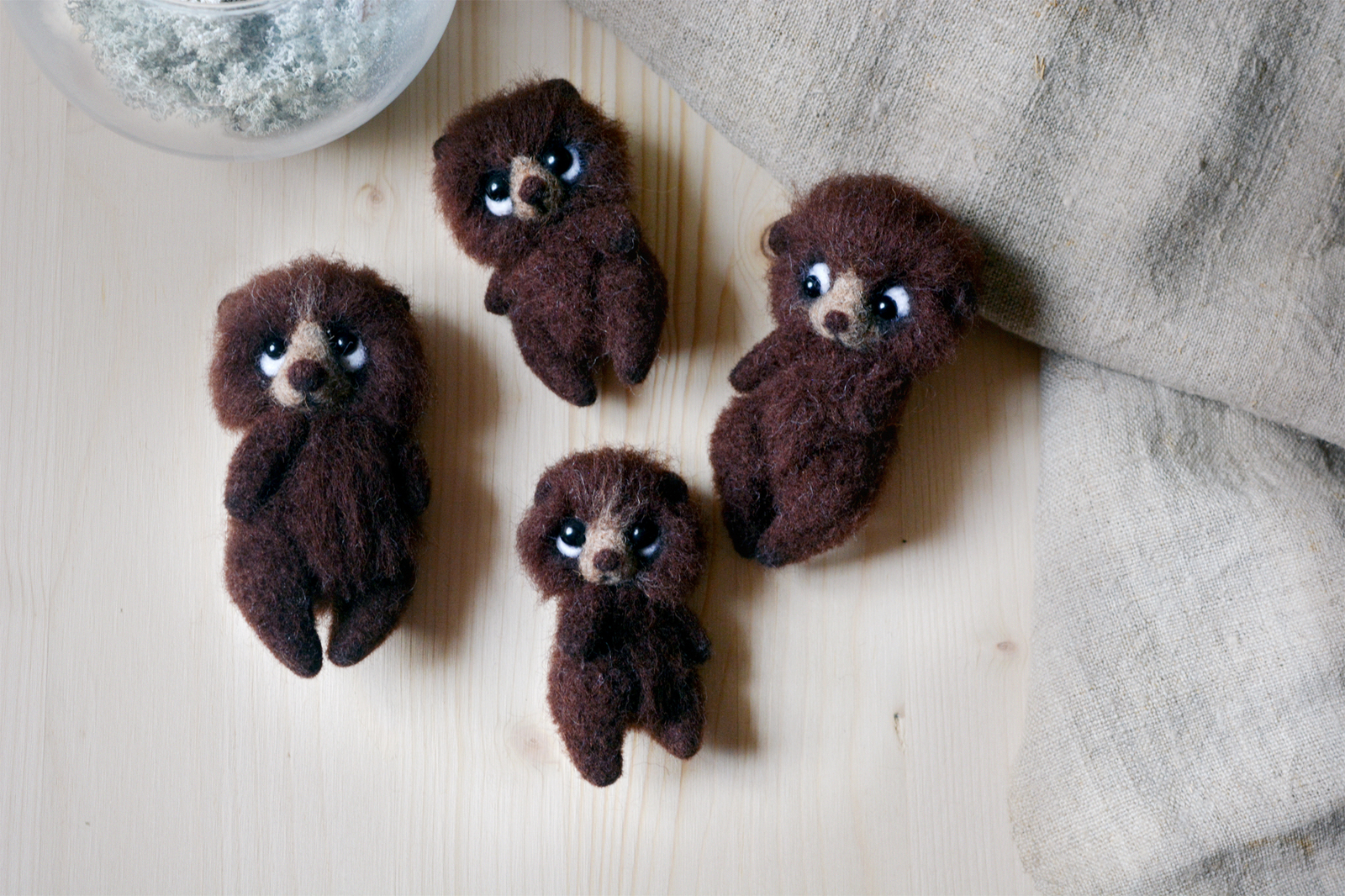 Bears made of wool - My, Wool, Felt, Needlework without process, Wallow, The Bears, Wool toy, Longpost