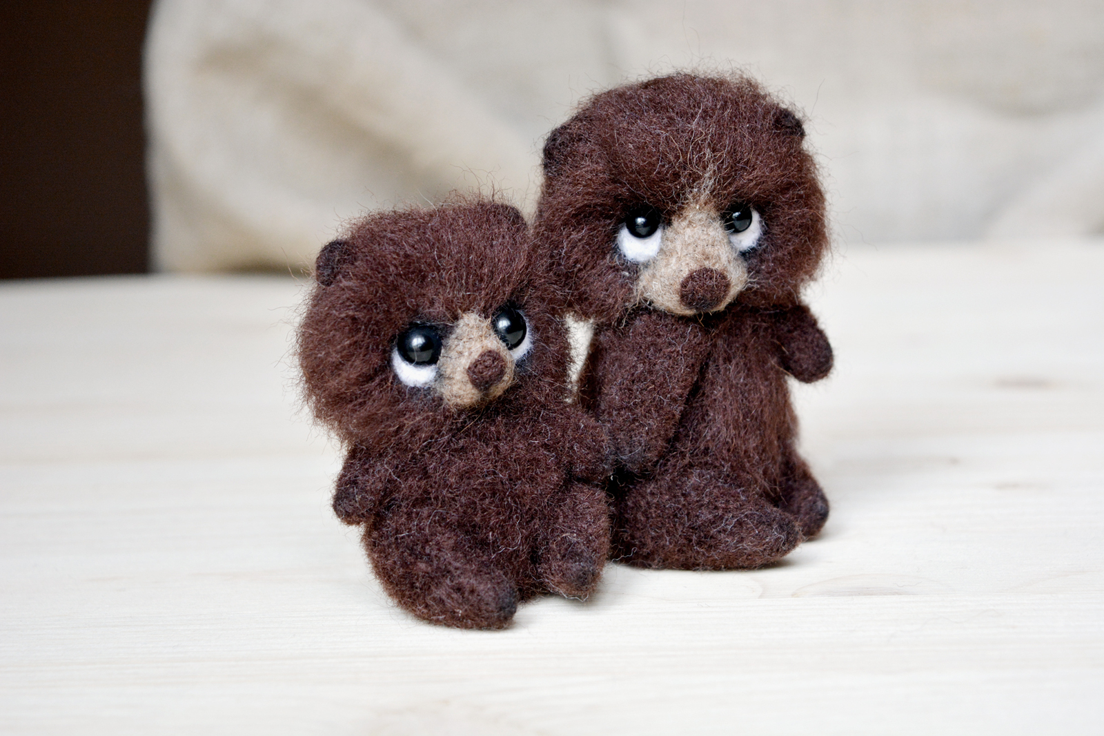 Bears made of wool - My, Wool, Felt, Needlework without process, Wallow, The Bears, Wool toy, Longpost