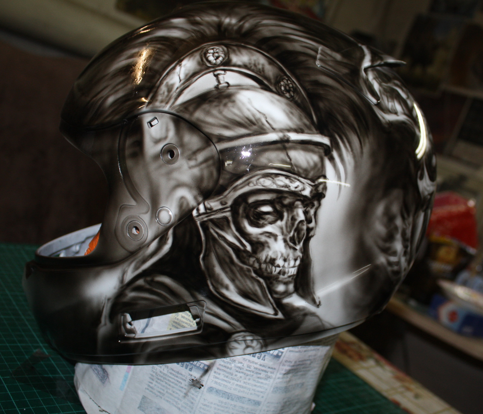 Airbrushing on a helmet Centurion (process) - My, Airbrushing, Airbrushing on the helmet, Moto, Airbrushing72, Tyumen, Tyumenaero, Tyumenaero, Longpost