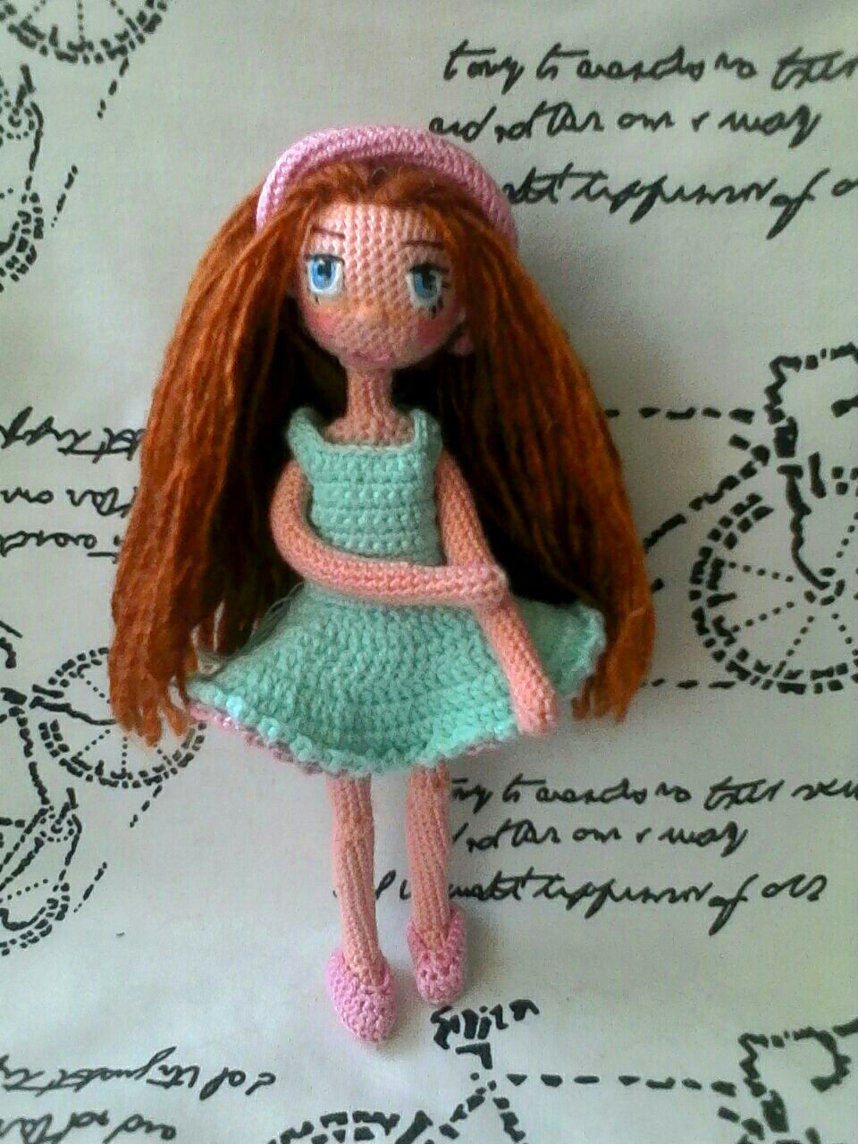 Doll with a bunny - My, Knitting, Amigurumi, Doll, Toys, With your own hands, Longpost