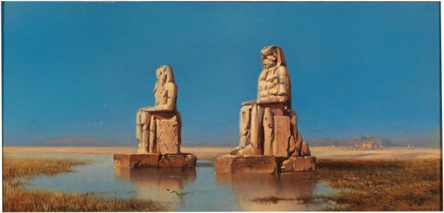 Colossi of Memnon in painting - Ancient Egypt, Pyramid, Temple, Pharaoh, Mummy, Egyptology, Story, Archeology, Longpost