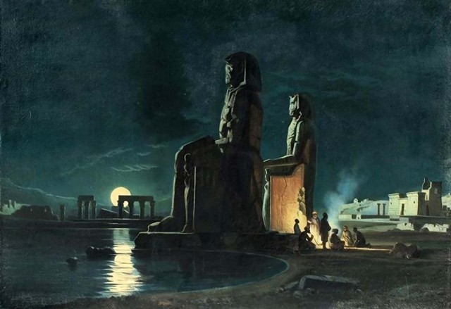 Colossi of Memnon in painting - Ancient Egypt, Pyramid, Temple, Pharaoh, Mummy, Egyptology, Story, Archeology, Longpost