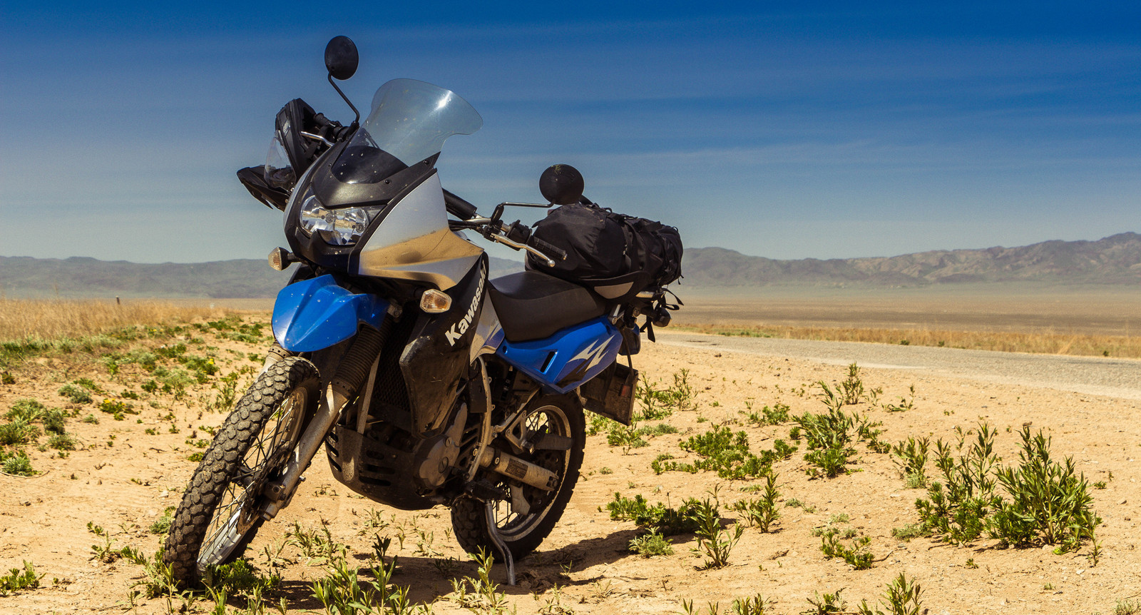 Kawasaki KLR 650 - My, My, Steppe, Motorcycles, Tourism, The photo, Moto