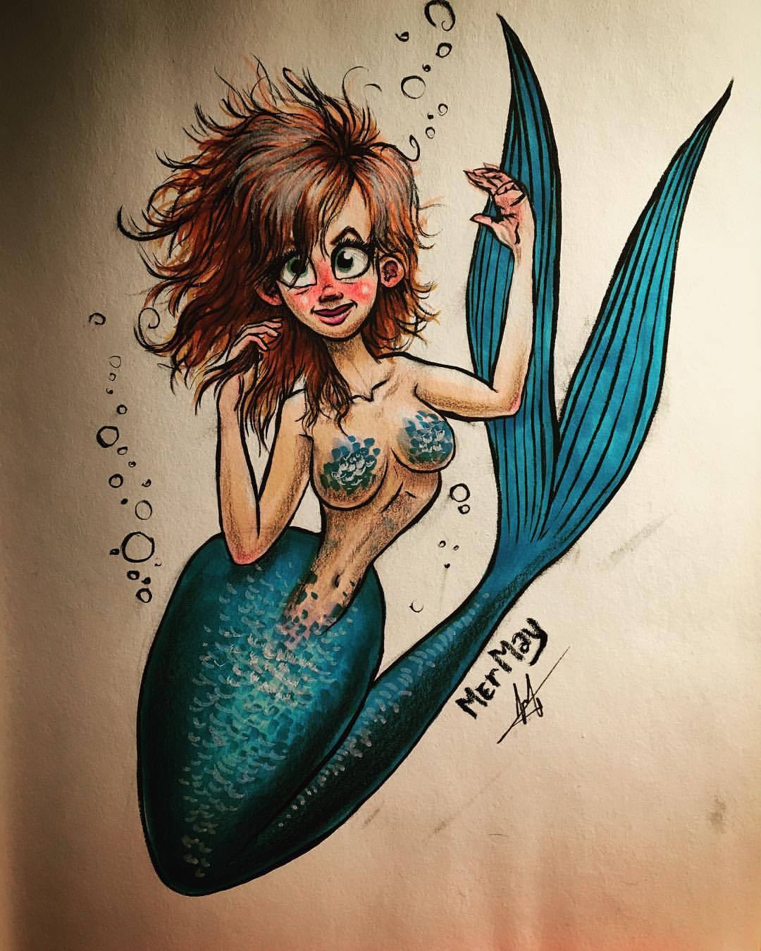 Mermaid Month (#MerMay) Part I - My, Mermaid, Drawing, Mermay, Longpost