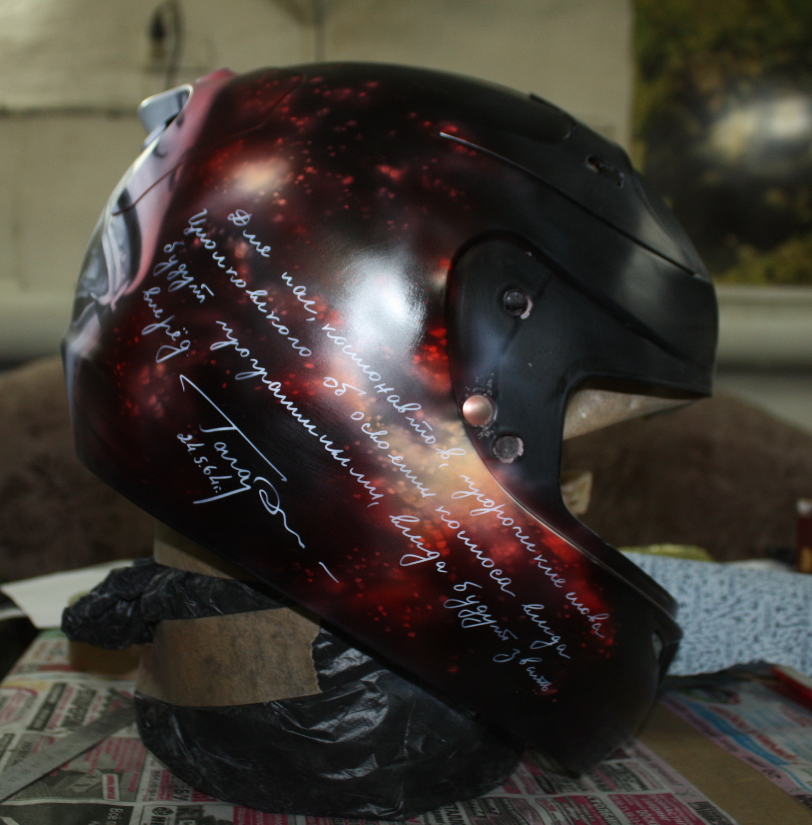 Airbrushing on HJC motorcycle helmet. - My, Airbrushing, Airbrushing on the helmet, Yuri Gagarin, Airbrushing72, Tyumen, Tyumenaero, Tyumenaero, Longpost