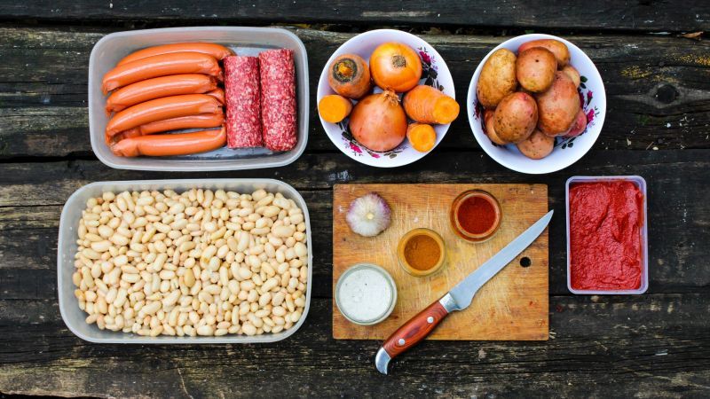 Stewed beans with smoked sausages | VKAZANE - My, , Vkazane, , Recipe, Beans, , Photorecept, Wienerwurst, Video, Longpost