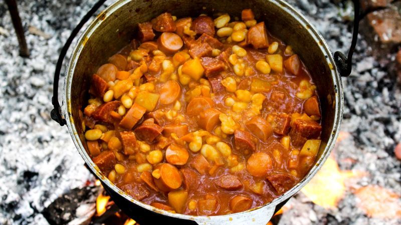 Stewed beans with smoked sausages | VKAZANE - My, , Vkazane, , Recipe, Beans, , Photorecept, Wienerwurst, Video, Longpost