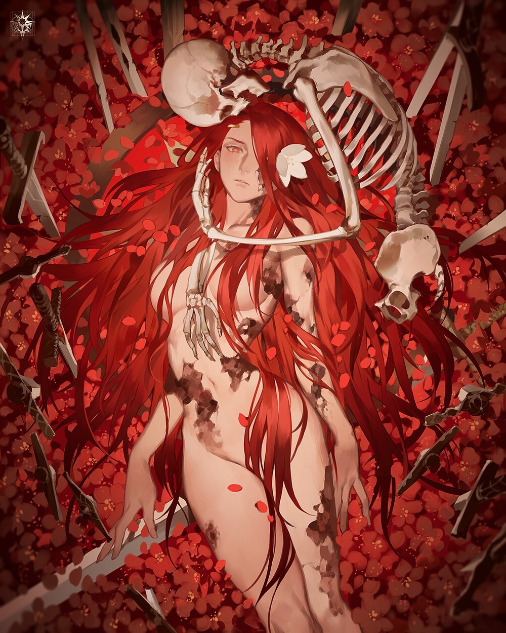 Pixiv Fantasia Art №54 - Anime Art, Pixiv Fantasia, Аниме, Арт, Anime Original, Spooky scary skeletons, Скелет