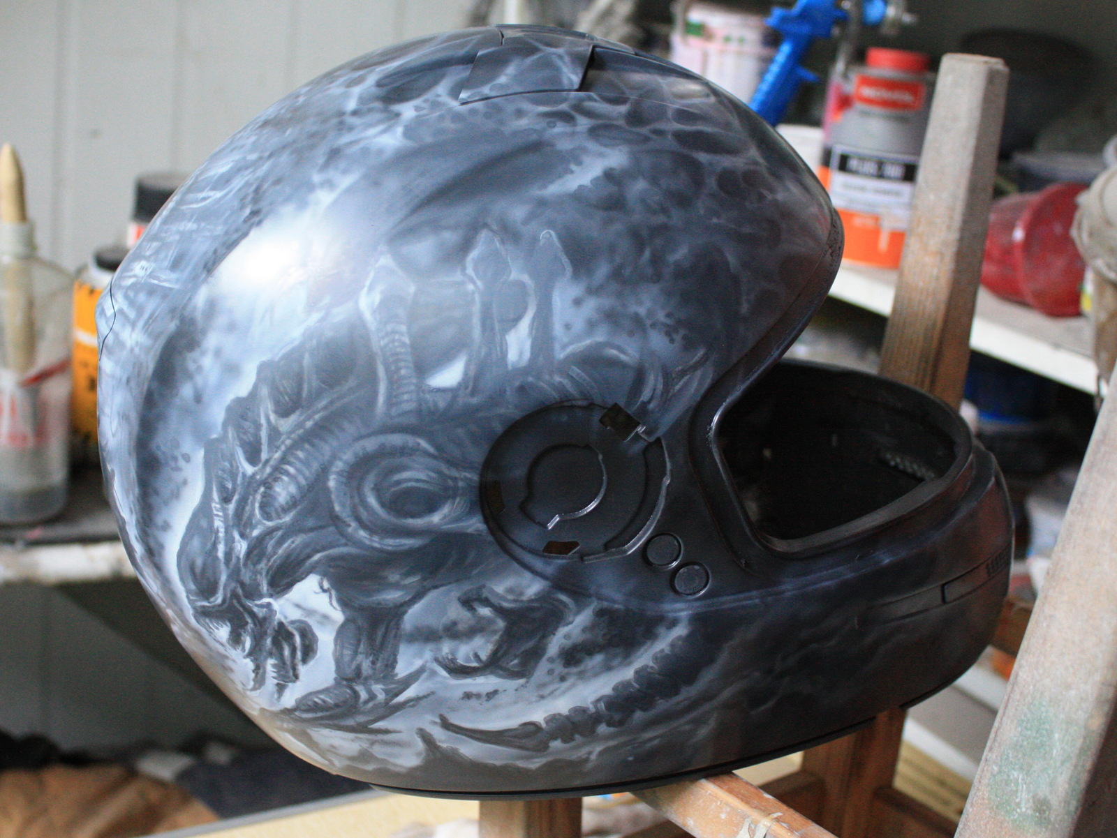 Airbrushing. Another theme of Alien vs. Predator. - My, Airbrushing, Airbrushing on the helmet, Christopher Nolan, Tyumen, Airbrushing72, Tyumenaero, Tyumenaero, Longpost