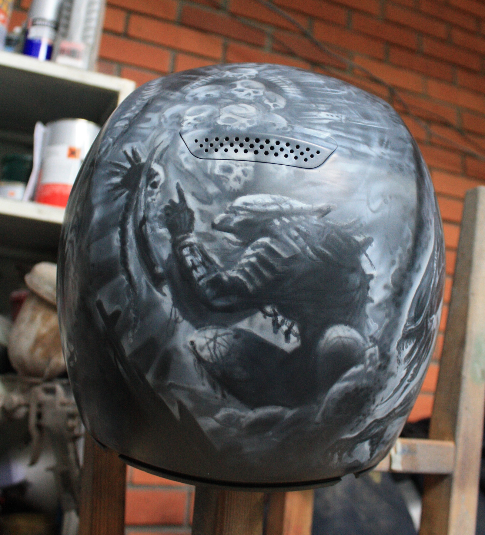 Airbrushing. Another theme of Alien vs. Predator. - My, Airbrushing, Airbrushing on the helmet, Christopher Nolan, Tyumen, Airbrushing72, Tyumenaero, Tyumenaero, Longpost