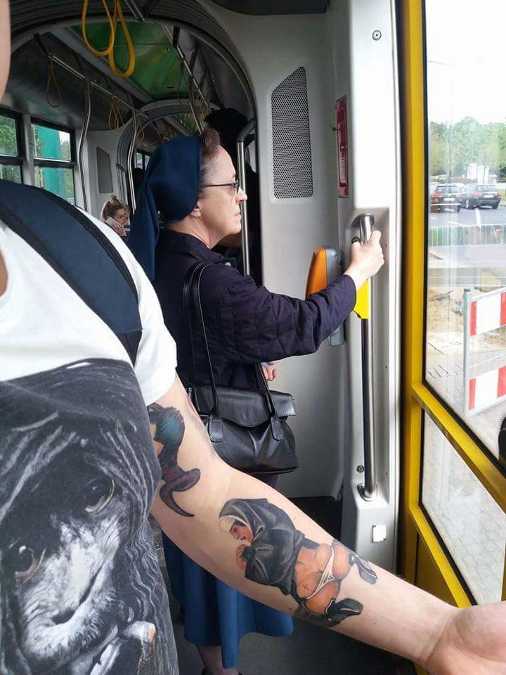 In the tram - Tattoo, Nun, The photo