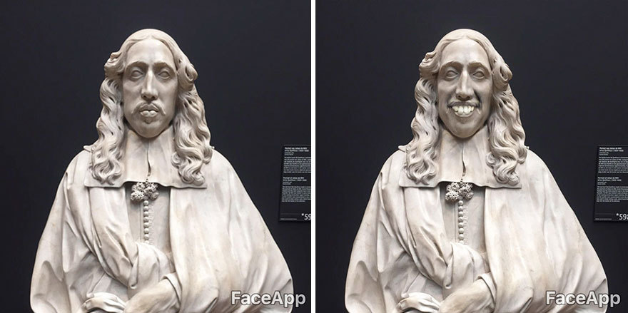 The guy goes to museums and “makes fun” old portraits using the FaceApp application - Faceapp, Museum, Exhibit, Smile, Longpost