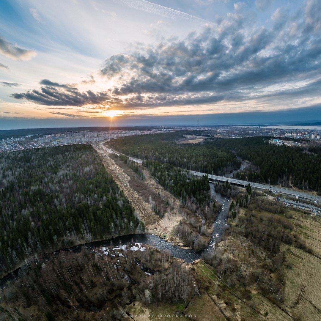 Sunset at the radio tower - My, Sunset, Radio tower, Quadcopter, , Карелия, Nature, The photo, Longpost