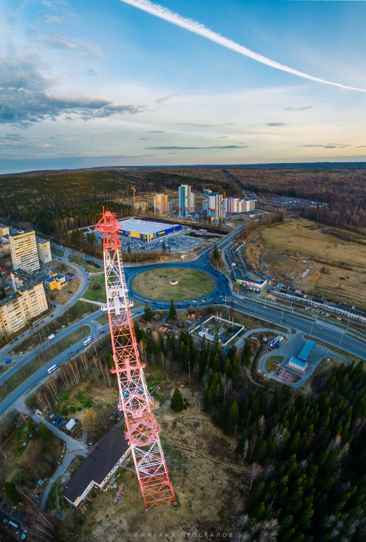 Sunset at the radio tower - My, Sunset, Radio tower, Quadcopter, , Карелия, Nature, The photo, Longpost