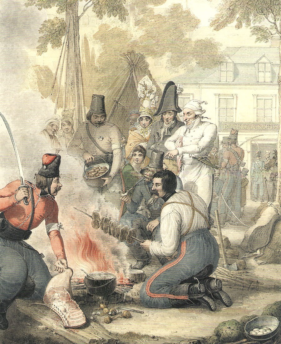 Russian Cossacks in Paris in 1814 - League of Historians, , Watercolor, Paris, Cossacks, 1814, Longpost