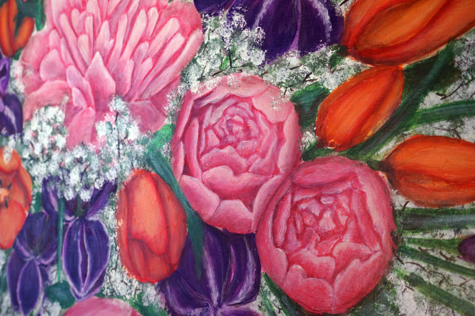 Second acrylic painting - My, Flowers, Acrylic, Painting, Drawing, Longpost