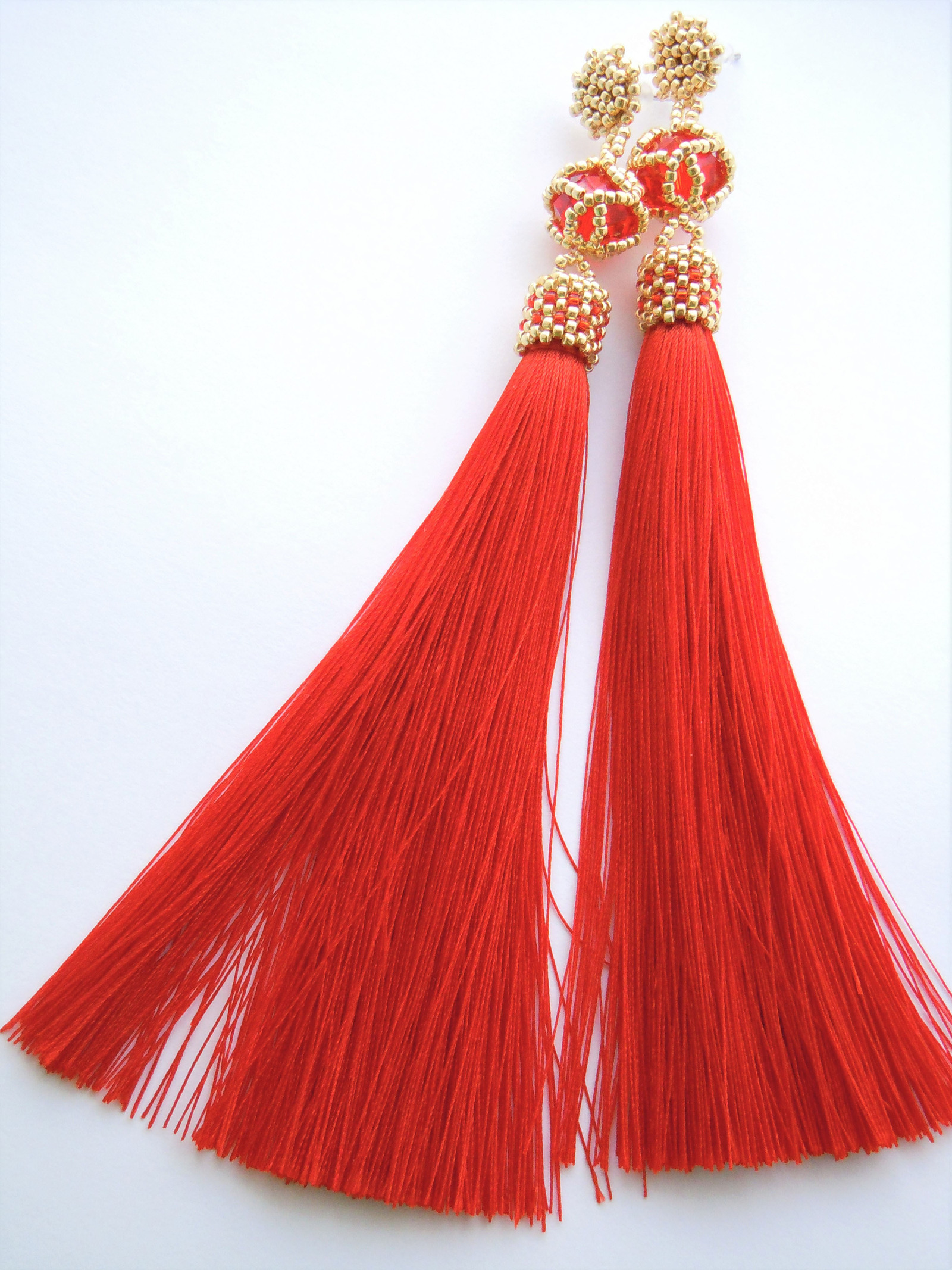 Tassel earrings - My, Handmade, Earrings, Brightness, , , Beading, Longpost