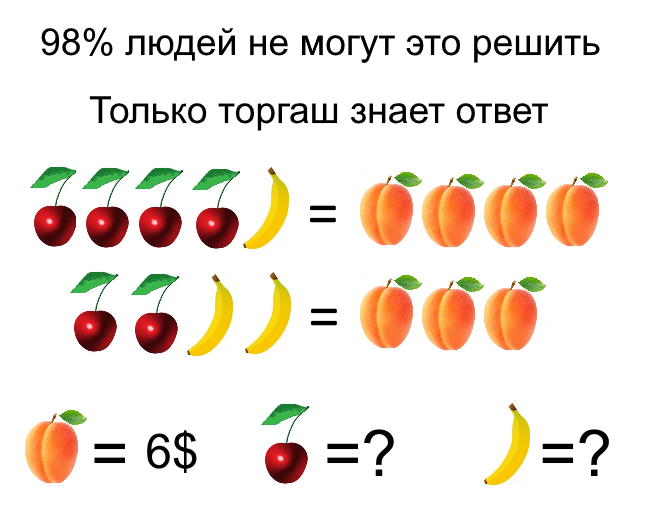 Solve the problem - My, Mathematics, Vegetables, , Task, Logics, Logical task, Фрукты, Berries