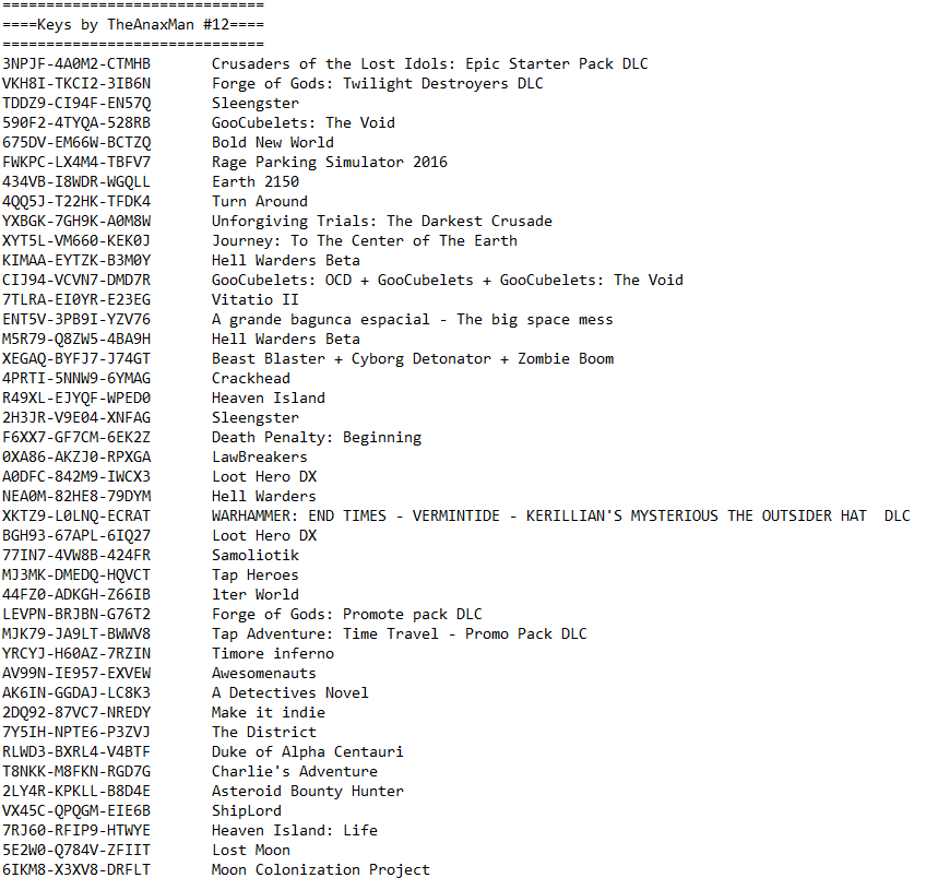 Weekly keys from users #5 - Steam keys, Steam freebie, Longpost