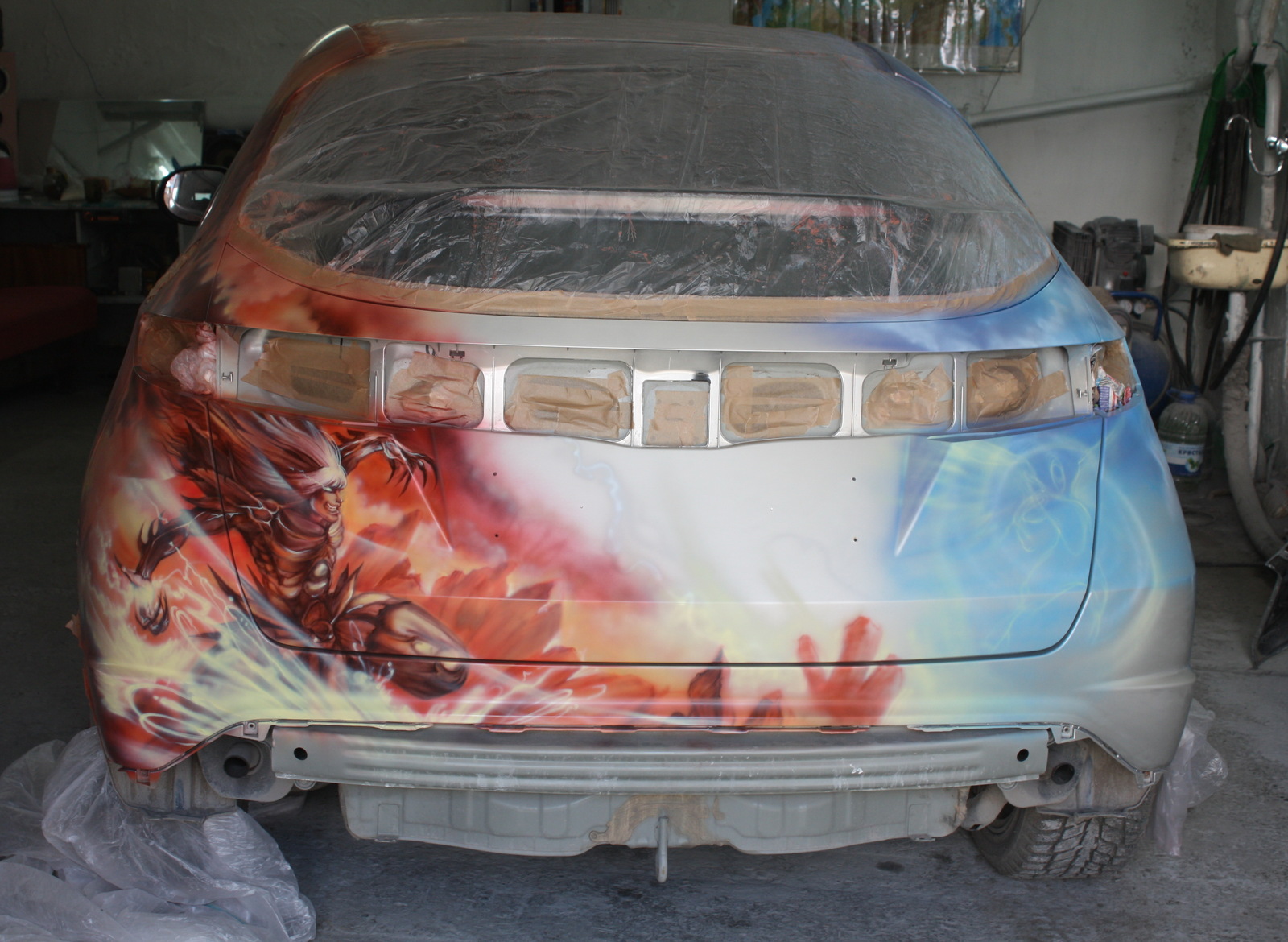 Airbrushing aft Honda Civic 5D, A bit of process - My, Airbrushing, , Honda civic, 5d, Tyumen, Airbrushing72, Tyumenaero, Tyumenaero, Longpost