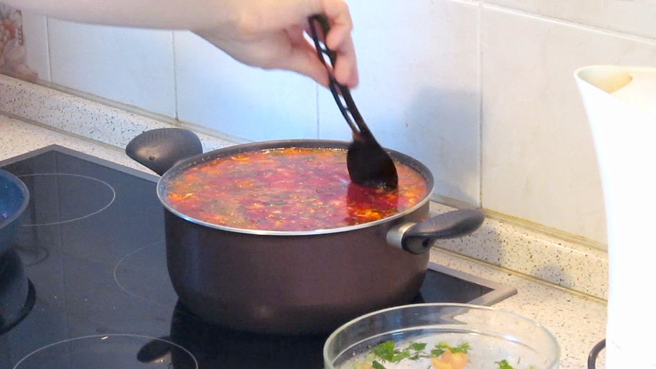 001. Our favorite borscht - My, Rumkin, , Borsch, First meal, Soup, , Yummy, Longpost, Video