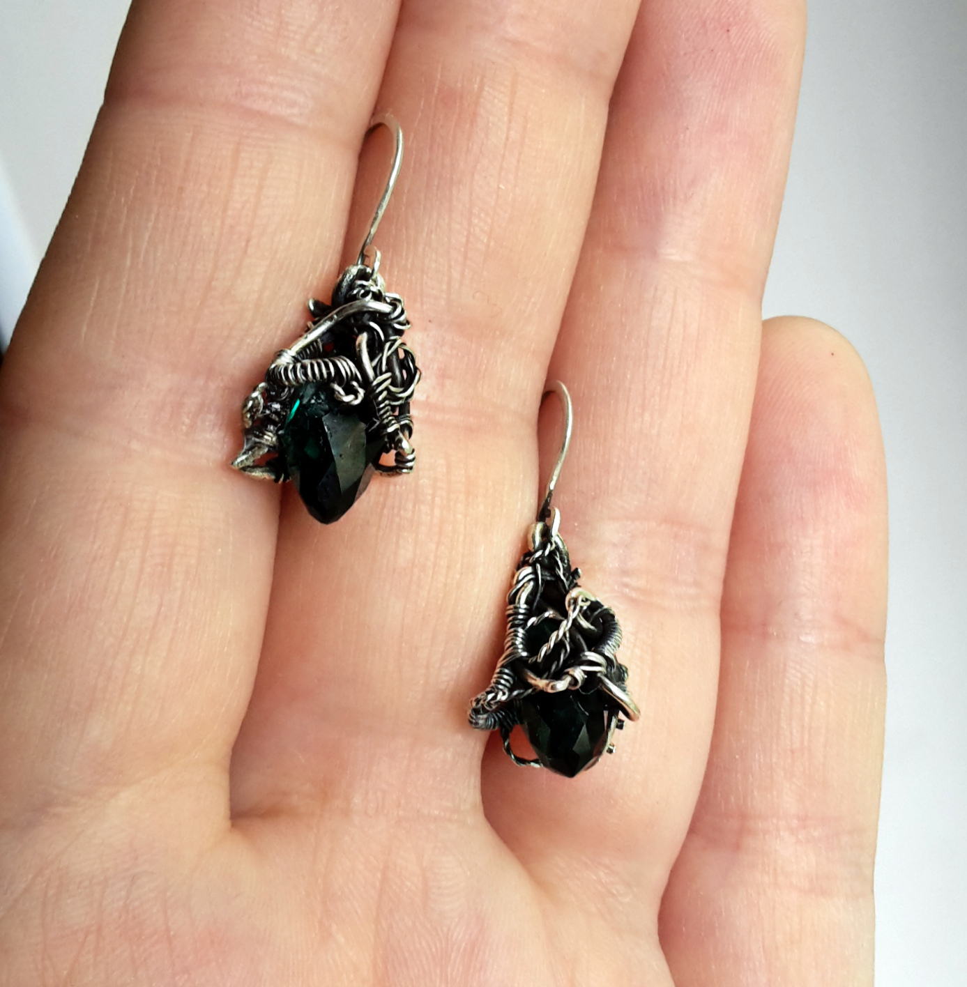 Earrings Forest Magic - My, Earrings, Wire jewelry, Silver Jewelry, Decoration, Wire wrap, Handmade, Longpost