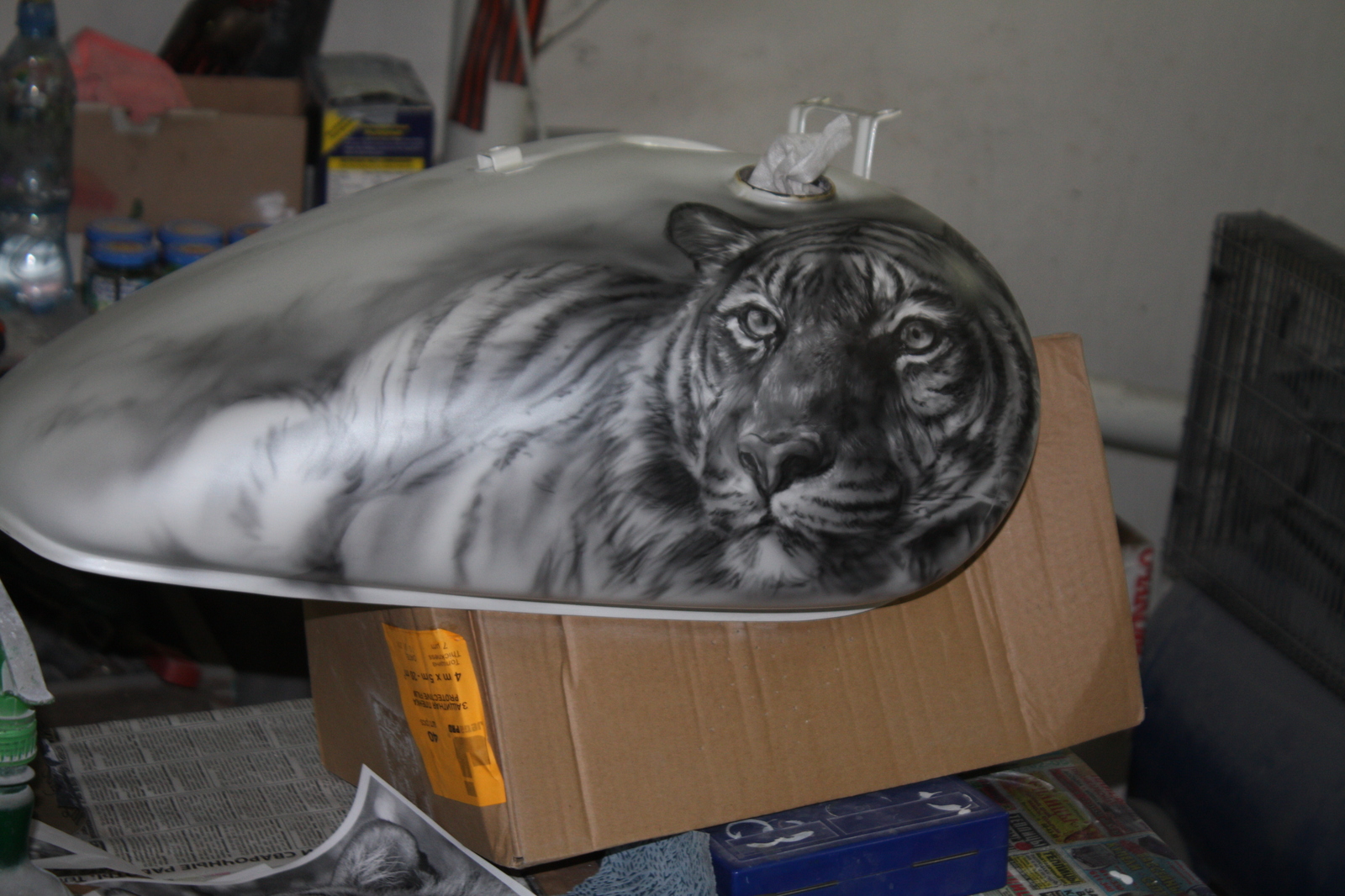 Airbrushing on Yamaha Dragstar, tigers... A bit of the process. - My, Airbrushing, , Yamaha, Airbrushing72, Tyumen, Tyumenaero, Tyumenaero, Longpost