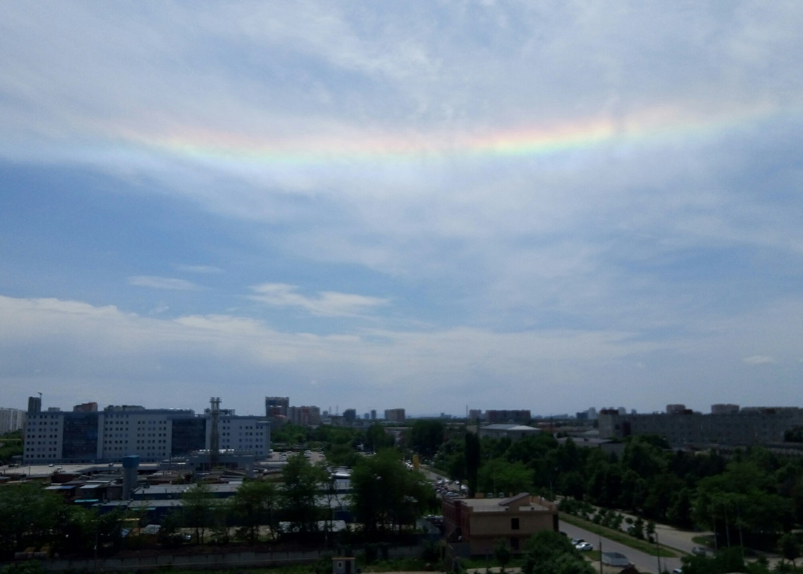 Unusual rainbow, no rain. - My, Sky, Rainbow, Krasnodar, Longpost