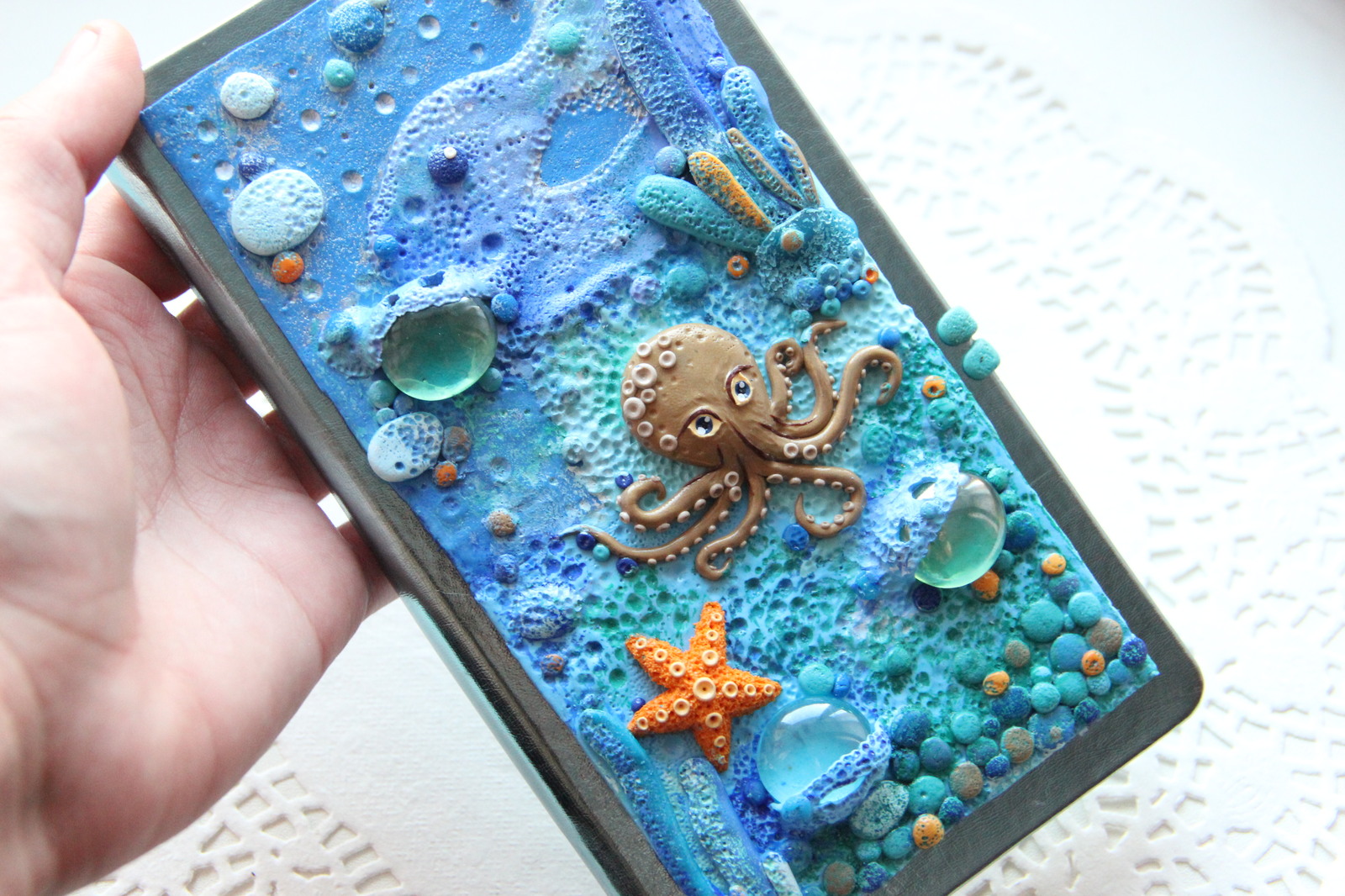 Notebook decorated with polymer clay. - My, Polymer clay, Needlework without process, With your own hands, , Notebook, Notebook