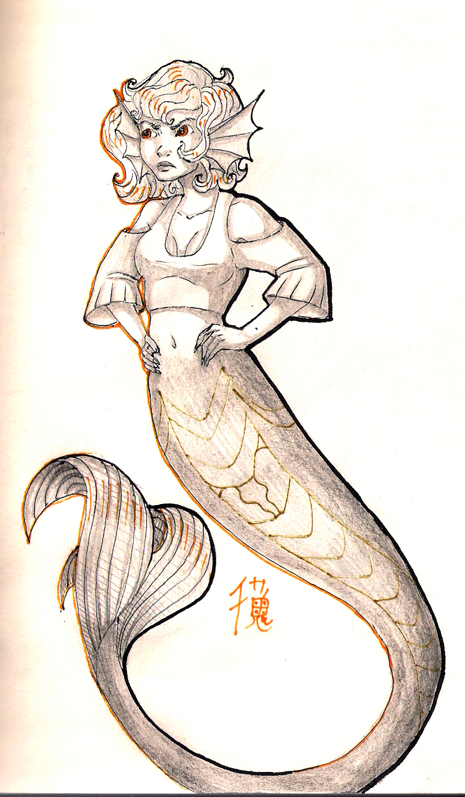 A few more May mermaids) - My, Art, Pencil drawing, Pen drawing, Creation, Mermaid, Longpost, Mermay