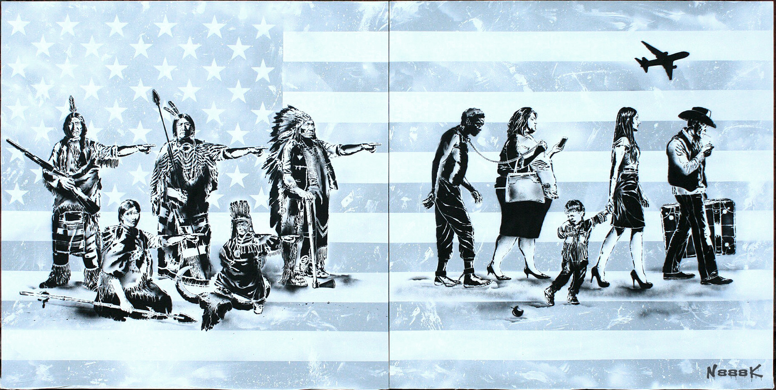 If the Native Americans really decide to expel all the emigrants... - My, Painting, America, N888k, The americans, Art, Art, Creation, USA, Longpost