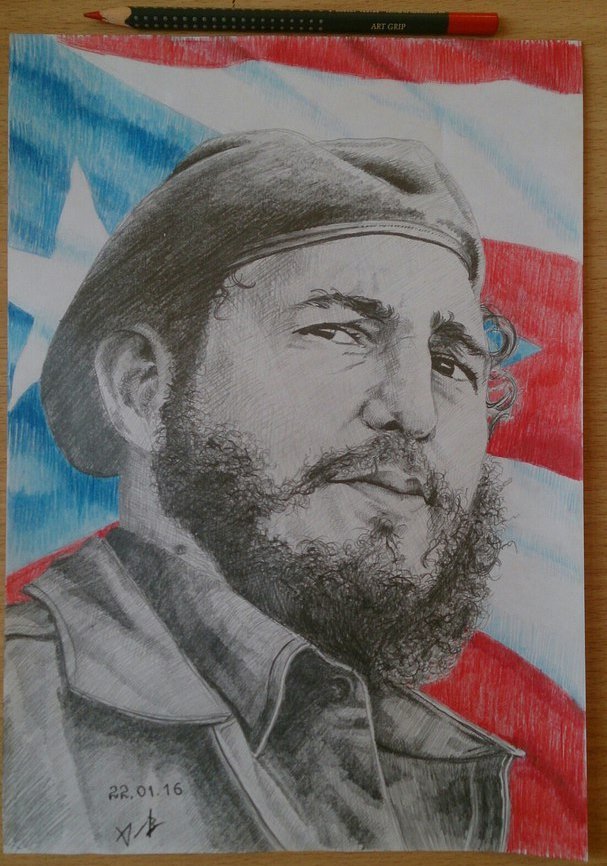 Check out the drawing. Viva Fidel!!! :) - My, Drawing, Creation, Cuba, Fidel Castro, Art, Artist