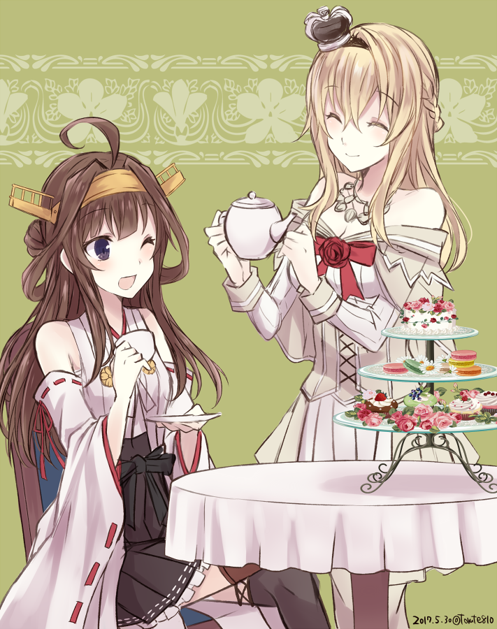 Tea time. - Kantai collection, Kongou, Warspite, Graf Zeppelin, Akagi, , Anime, Anime art