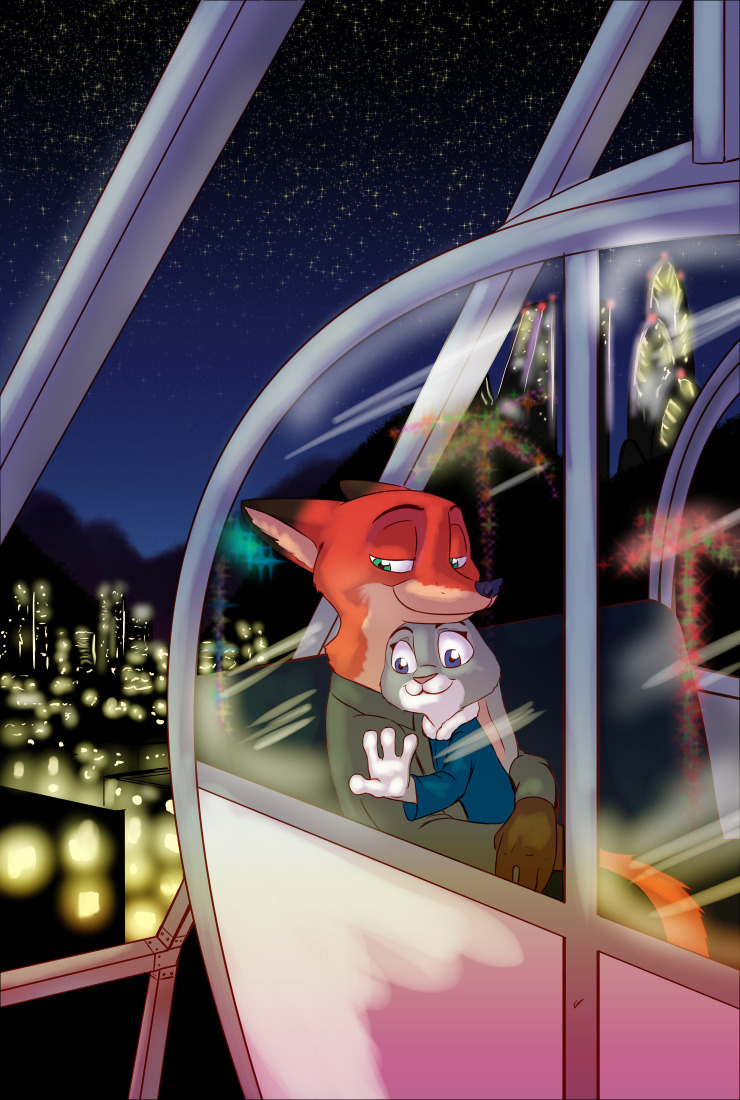 Above the city. - Zootopia, Zootopia, Nick and Judy, Akiric