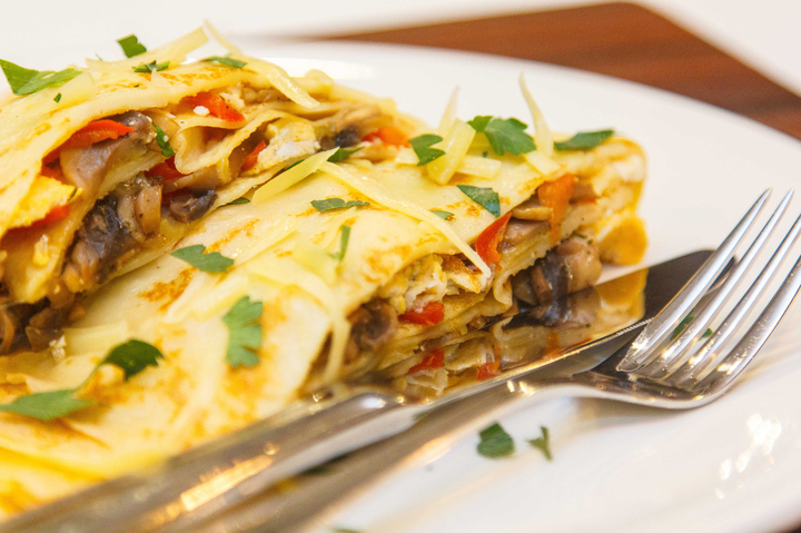 Crepe with egg and mushrooms - Recipe, Food, Crepe, Video, Longpost